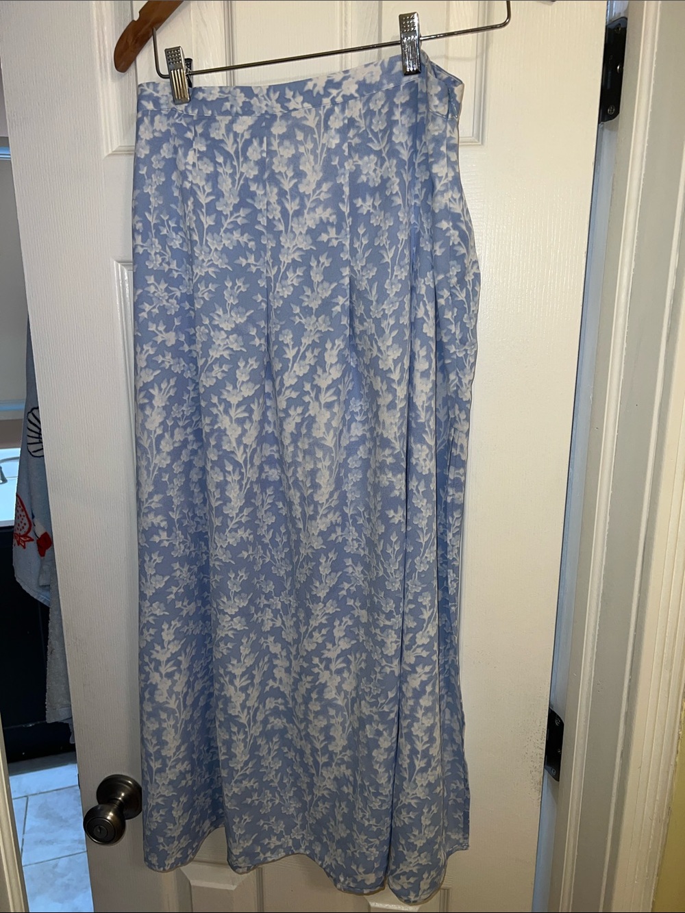 Bar III Light Blue and White Floral Maxi Skirt